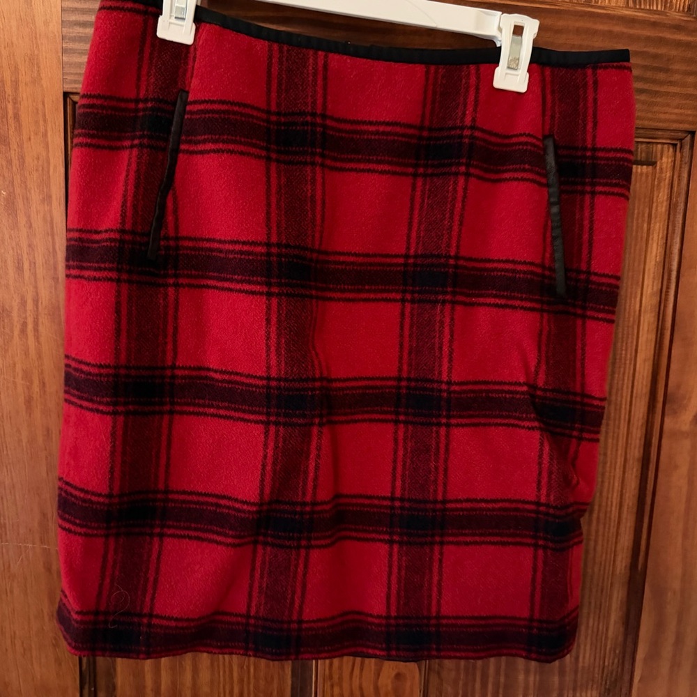 Talbots Red and Black Plaid Mini Skirt